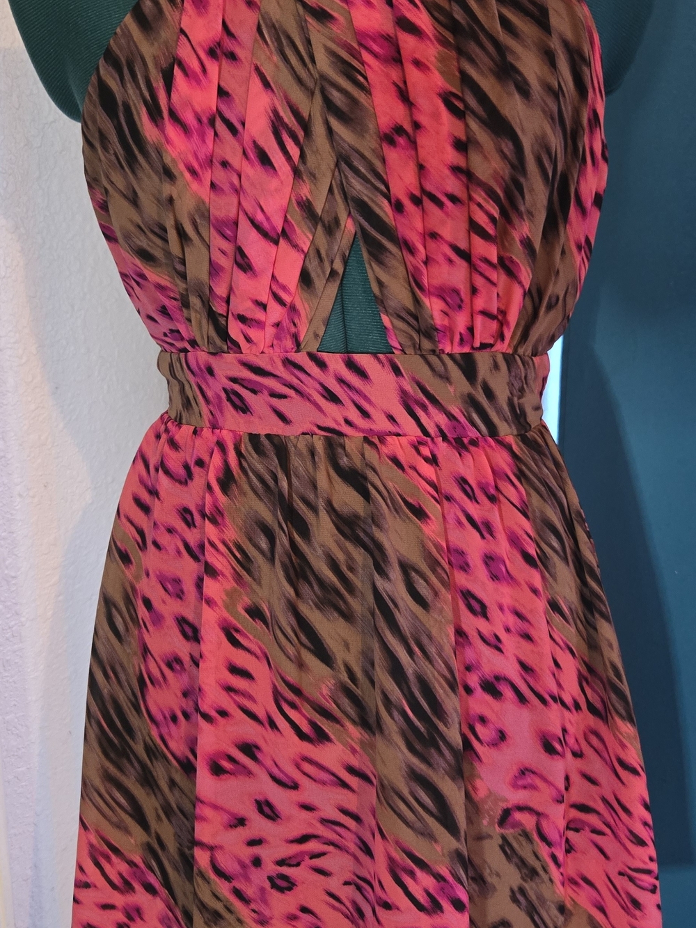 Charlotte Russe Pink and Brown Animal Print Dress